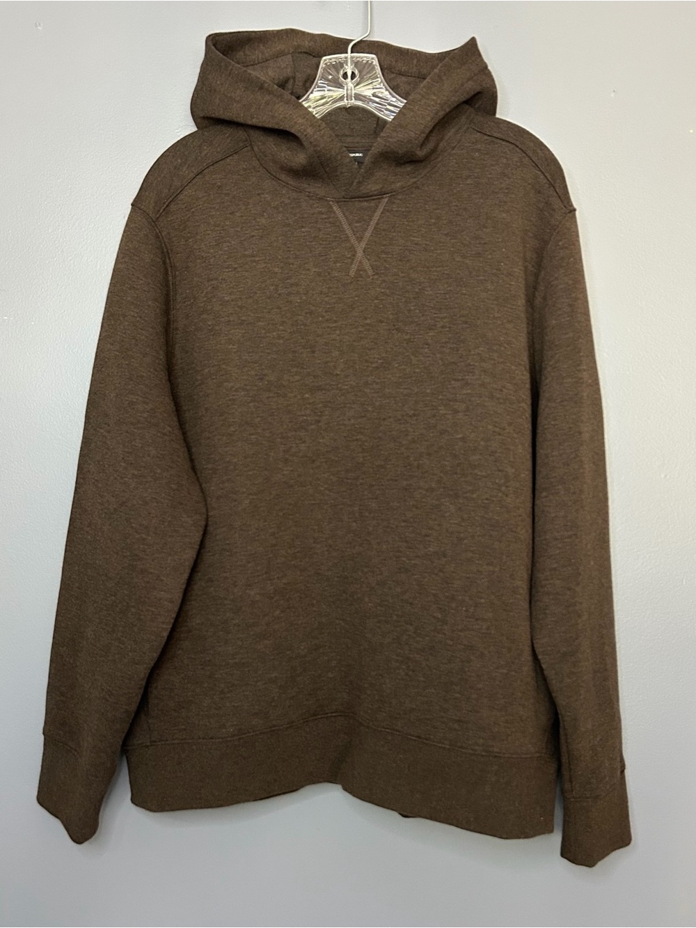 Banana Republic Scuba Hoodie Mens L Brown Heather Fleece Pullover Sweatshirt